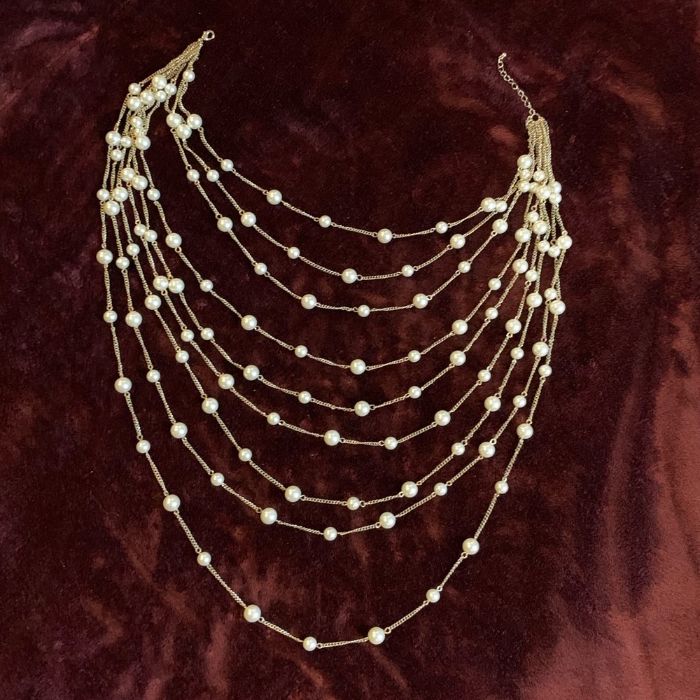 Multi strand faux pearl necklace